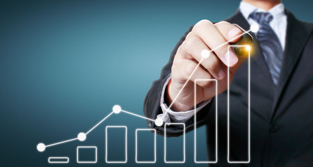 Hand drawing chart, graph stock of growth