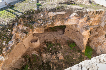 Dwelling cavefrom the Second Temple period on the territory of the museum of the Good Samaritan near Jerusalem in Israel