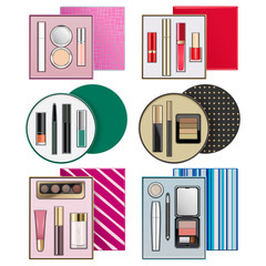Vector Gift Boxes with Makeup Cosmetics