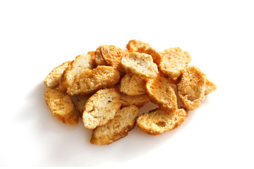 Bread croutons isolated on white background