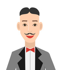 Entertainer isolated on white background. Avatar, portrait. Vector illustration.