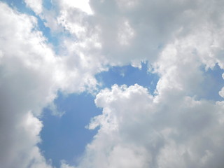 Cloudy but sunny blue sky background