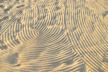 Wave patterns in the sand on the beach under the sun