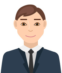 Avatar, portrait of a man in a business suit. Businessman. Isolated on a white background. Vector illustration.