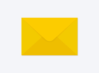 Vector illustration of a yellow closed envelope isolated on a background. Mail icon. Realistic mockup. 