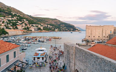 Evening in St John Fort and Sailing boats Dubrovnik Croatia