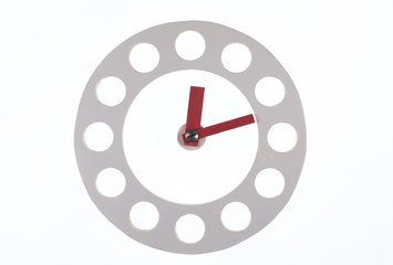 wooden clock dial isolated on white background