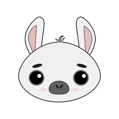 Cute and gentle little llama Alpaca vector image on white background. Kawaii style sticker, icon, Emoji