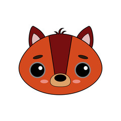 Cute and gentle little Fox vector image on white background. Kawaii style sticker, icon, Emoji
