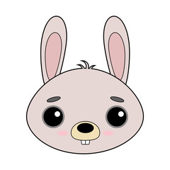 Cute and tender little rabbit vector image on white background. Kawaii style sticker, icon, Emoji
