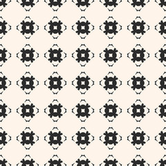 Vector geometric texture. Ornamental seamless pattern. Abstract monochrome background with carved shapes, mosaic elements, square grid. Repeat ornament tiles. Design for decor, fabric, tiling, textile