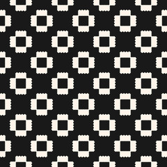 Vector geometric ornament pattern with jagged shapes, repeat tiles. Ornamental ethnic motif. Abstract dark background. Simple monochrome texture. Square design for decoration, textile, carpet, covers