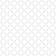 Subtle vector ornament pattern. Minimalist seamless pattern with delicate grid, mesh, lattice, net. Abstract geometric background texture in white and gray colors. Luxury repeat ornamental design