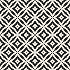 Vector abstract floral seamless pattern. Elegant black and white background. Simple geometric leaf ornament. Monochrome graphic texture design with small diamond shapes, stars, rhombuses, square grid