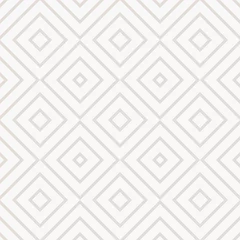Behang Ruiten Vector geometrische naadloze patroon met vierkanten, diamanten, ruiten, raster, rooster. Abstract wit en beige grafisch ornament. Moderne lineaire achtergrond. Subtiele elegante textuur. Delicaat herhalingsontwerp
