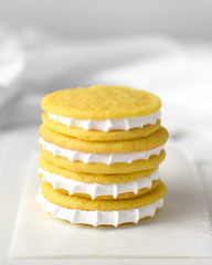 Lemon cookies filled with meringue