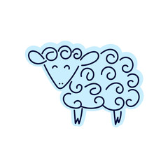 Vector sheep or ram icon, logo, template. Silhouette modern emblem for market, internet, design, decoration. Trendy simple lamb or ewe symbol. Graph symbol