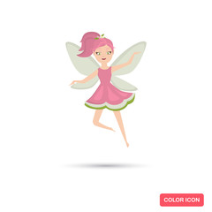 Pink fairy from tales color flat icon for web and mobile design