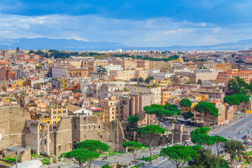Fototapeta na wymiar cityscape of Rome city, Italy. aerial view