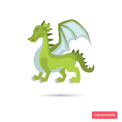 Fototapeta premium Fairy tale green dragon color flat icon for web and mobile design