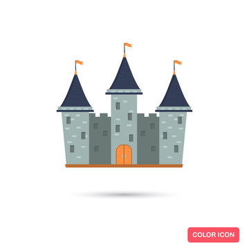 Fairy tale castle color flat icon for web and mobile design