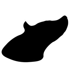 black silhouette of the head of a howling wolf