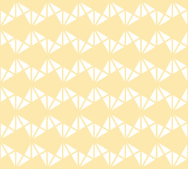 Triangles geometric pattern. Subtle vector seamless texture. Elegant yellow and white minimalist graphic background with small triangles, zigzag, chevron, grid. Simple modern abstract repeat design