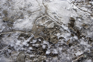 Cracked ice. Close-up. Conceptual background for design.