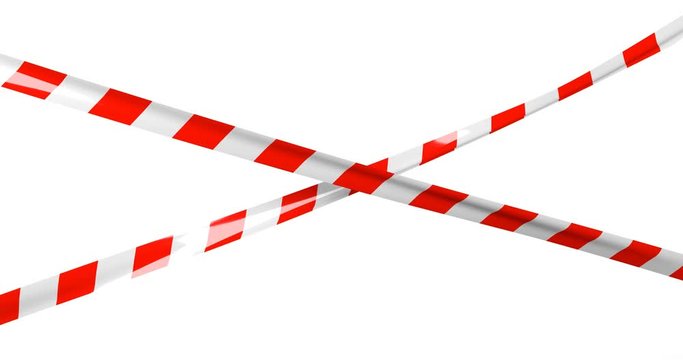 Red-white protective tape close-up on a white background.