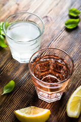 Soft drinks with lemon and herbs