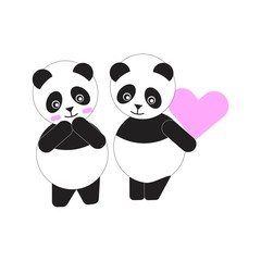 cute Panda on Valentine's day, which is full of love