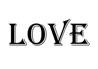 Love Word Deco Poster Black White