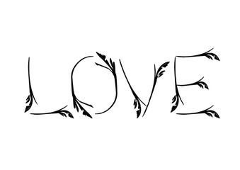 Love Word Deco Poster Black White