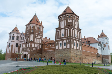 Fototapeta premium Belarus. Mir castle. The walls and towers of the castle