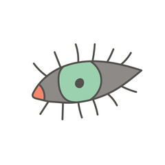 Bright unusual eye open look. Hand-drawn design. Vector editable illustration