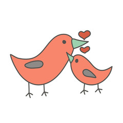Loving birds coo. Hand-drawn character design. Vector editable illustration