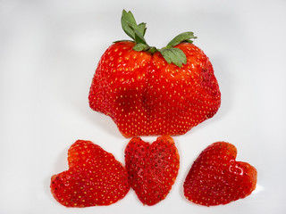 strawberries closeup on a white background