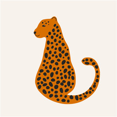 Cartoon cheetah or leopard illustration. Safari wild animal abstract drawing.