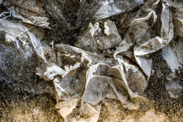 Paper frozen in ice. Ecology and waste management. Conceptual background on the pollution of the planet.