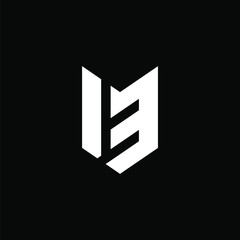 Number 13 logo template with fox head or arrow line art symbol in flat design monogram illustration © saintsays