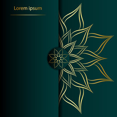 Circle pattern petal flower of mandala with gold color,Vector floral power mandala unique design with green jade background,Hand drawn pattern,concept Soul power,spiritual © Anlomaja