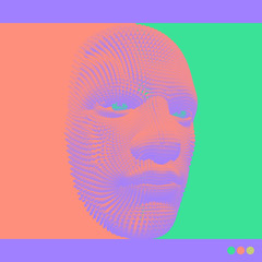 The mask. Artificial intelligence. Anonymous social masking. Face scanning. Can be used for avatar, science or technology. Cyber crime and cyber security concept illustration. Vector.