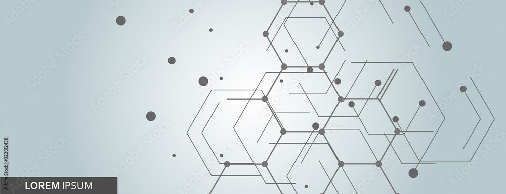 Leinwandbilder Vector network hexagon and connected cells background
