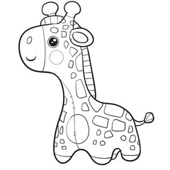 giraffe toy stands and waits for someone playing with him, isolated object on a white background,