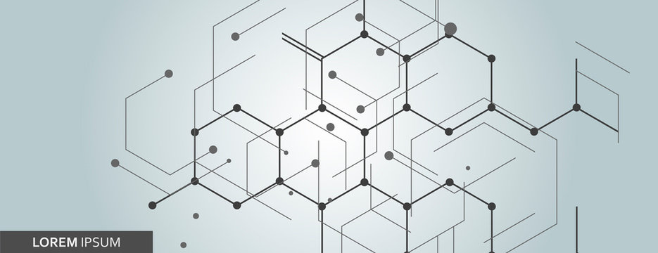 Vector network hexagon and connected cells background