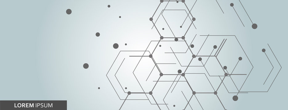 Vector network hexagon and connected cells background