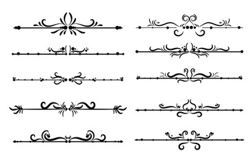 Obraz premium Set Collection of Vintage Ornament Elements, Hand drawn vector dividers. Doodle design elements. 