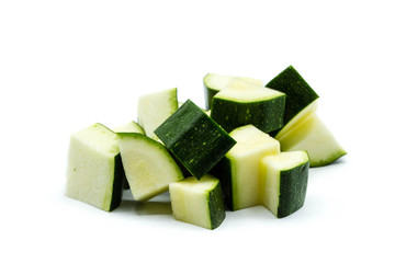 slices of zucchini isolated on white background