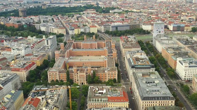summer day vienna city famous barracks block aerial panorama 4k austria