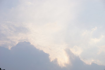 The blue sky and he white and greyish clouds